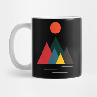 Minimalist Abstract Nature Art #48 Geometric, Linear, Colorful Mountains with Gentle Still Water Mug